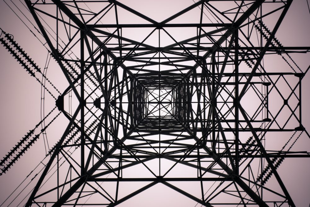 Electric power tower showing structural complexity