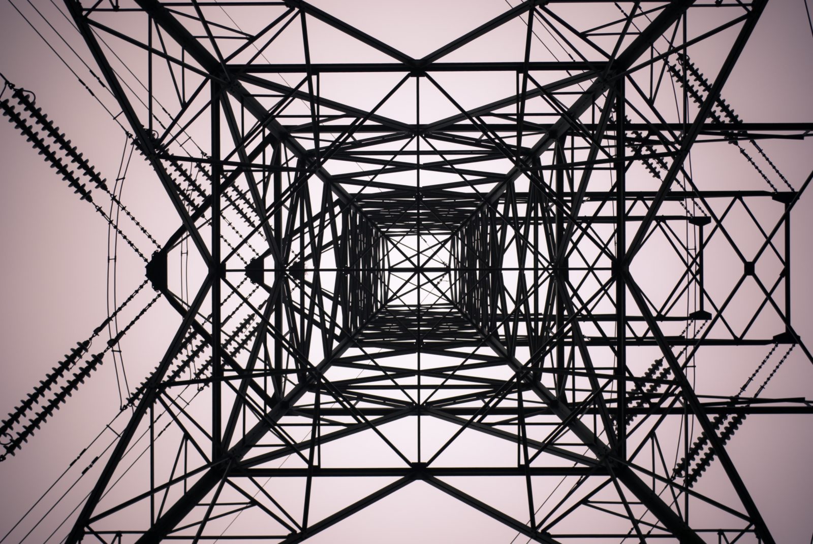 Electric power tower showing structural complexity