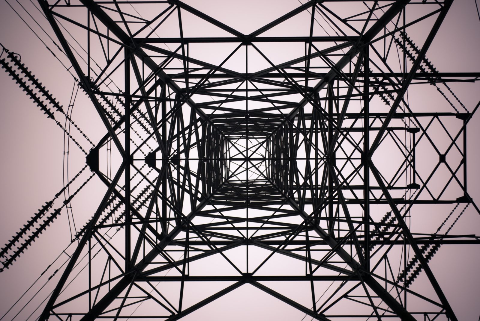 Electric power tower showing structural complexity