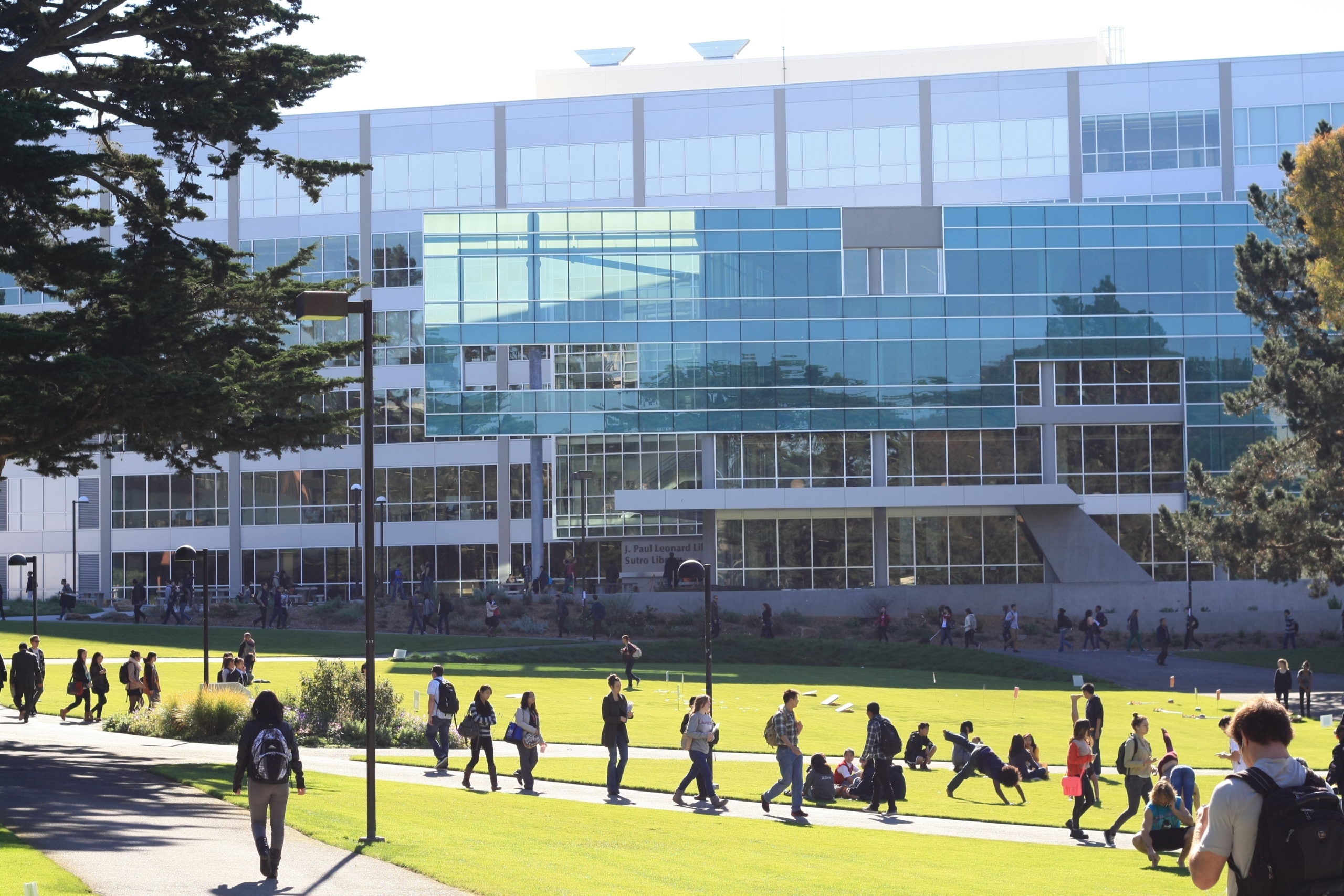 J. Paul Leonard Library and Malcolm X Plaza at San Francisco State University