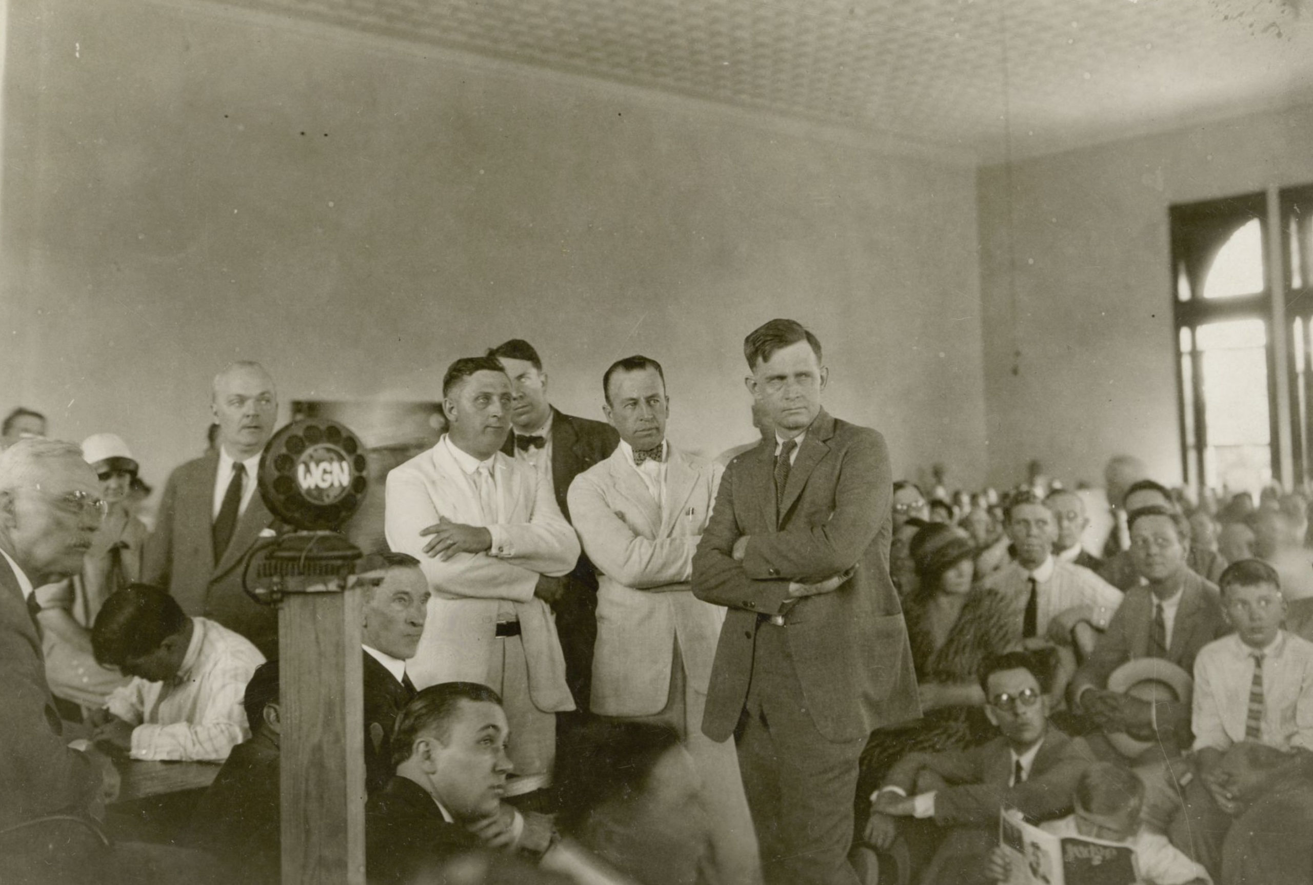 Several prosecutors standing, arms folded at Scopes Trial