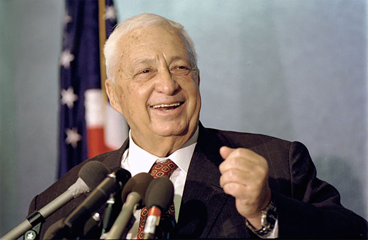 SI Neg. 98-41569.36a. Date: 12/7/1998...Ariel Sharon, Foreign Minister of Israel speaking at a press conference at the National Press Club ..Credit: Jim Wallace (Smithsonian Institution)