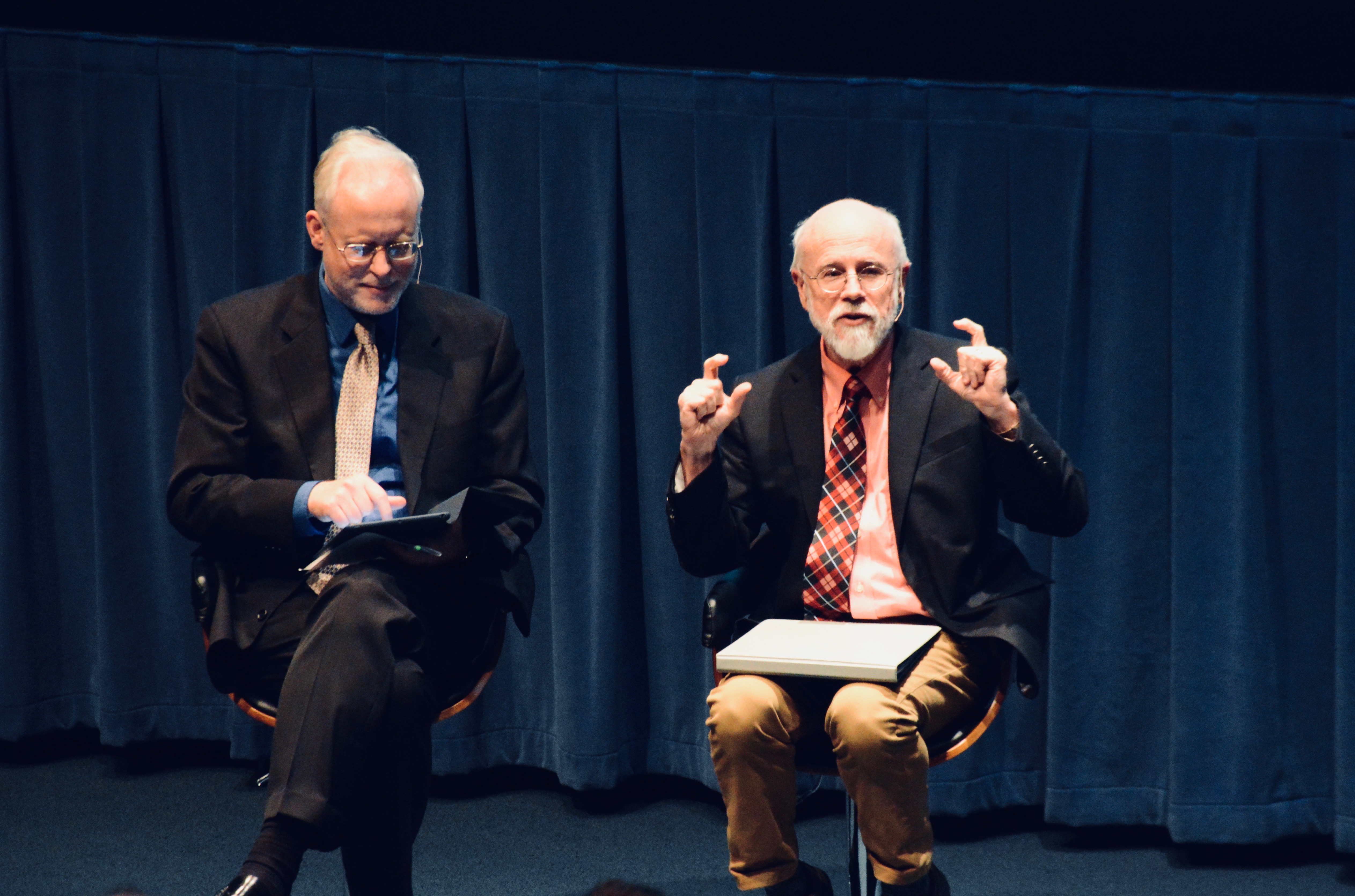 Michael Behe shares the main theses of Darwin Devolves at the Nesholm Family Lecture Hall in McCaw Hall at Seattle Center on July 10, 2019.