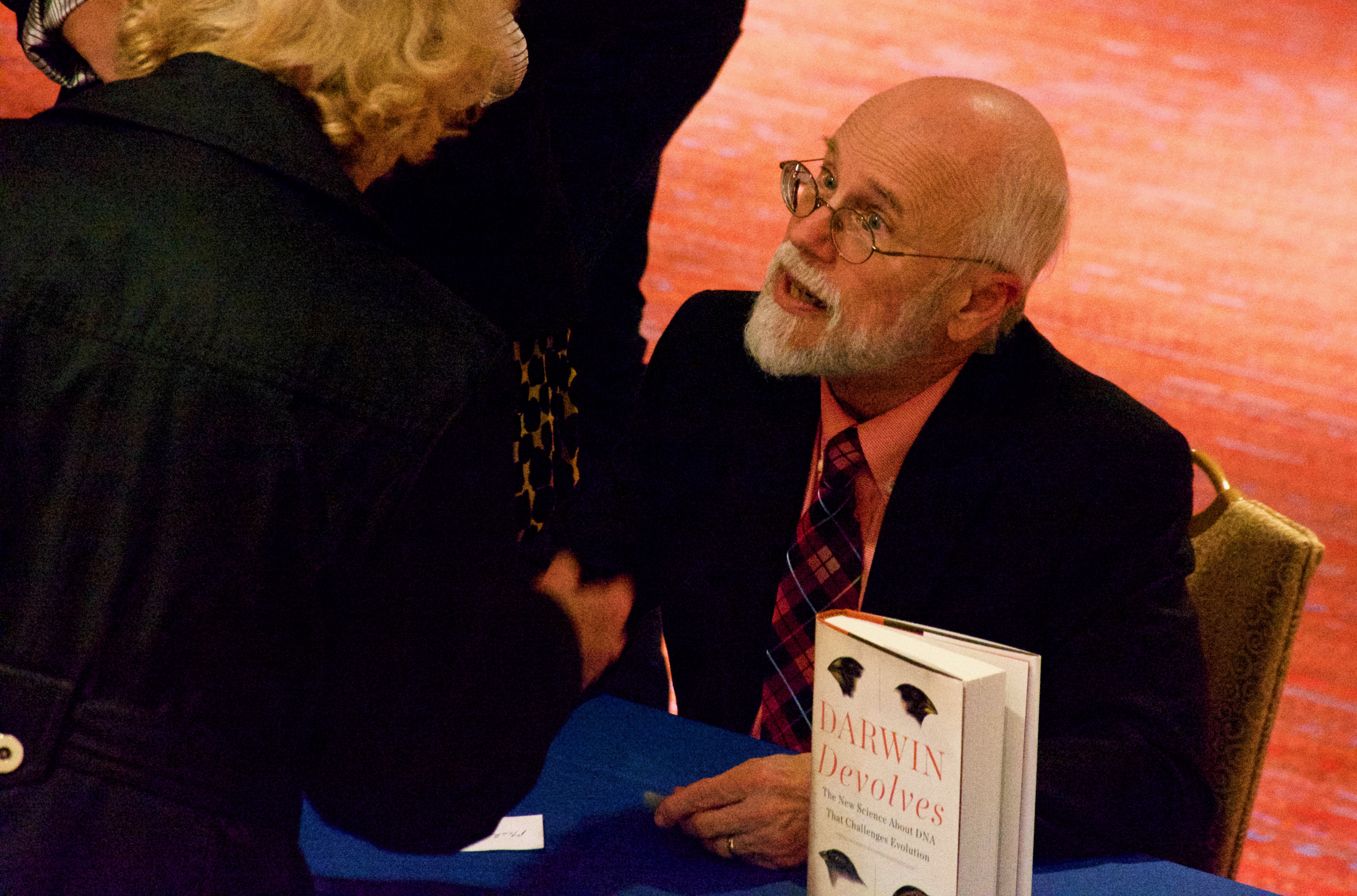 Michael Behe shares the main theses of Darwin Devolves at the Nesholm Family Lecture Hall in McCaw Hall at Seattle Center on July 10, 2019.