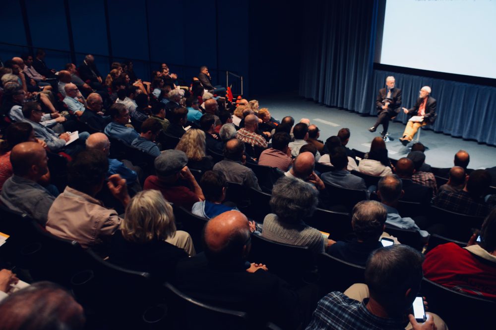 Michael Behe shares the main theses of Darwin Devolves at the Nesholm Family Lecture Hall in McCaw Hall at Seattle Center on July 10, 2019.
