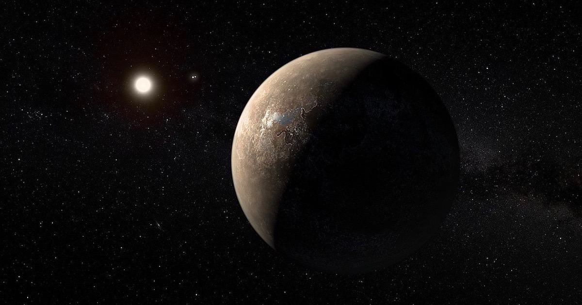 Proxima Centauri and Proxima Centauri b (artist’s imagining), by ESO/M. Kornmesser / CC BY.