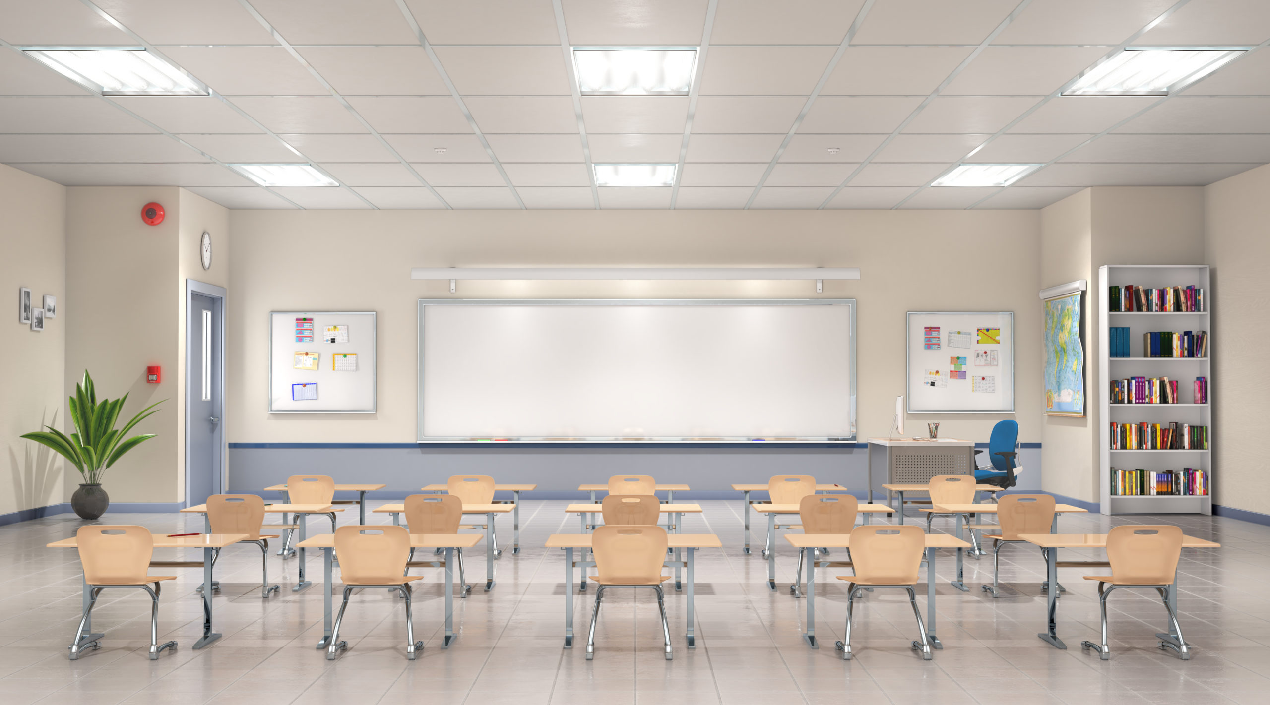 Classroom interior. 3D illustration.