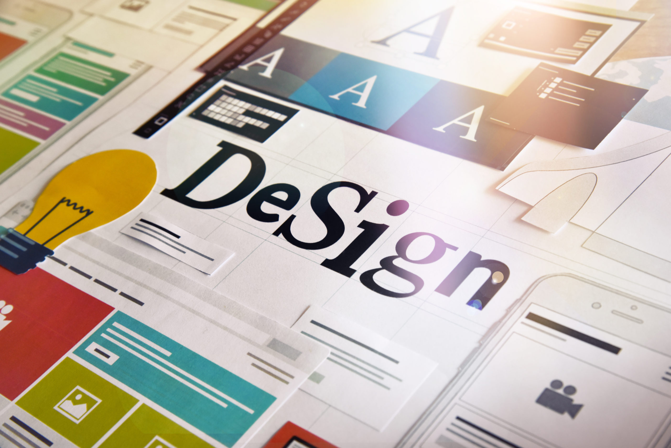 Design concept for different categories of design such as graphic and web design, logo, stationary and product design, company identity, branding, marketing material, mobile app, social media.