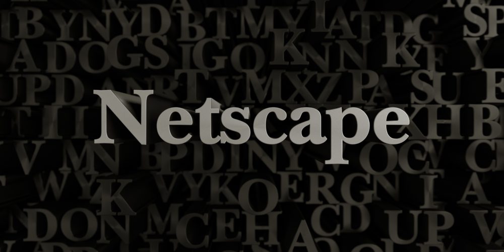 Netscape - Stock image of 3D rendered metallic typeset headline illustration.  Can be used for an online banner ad or a print postcard.