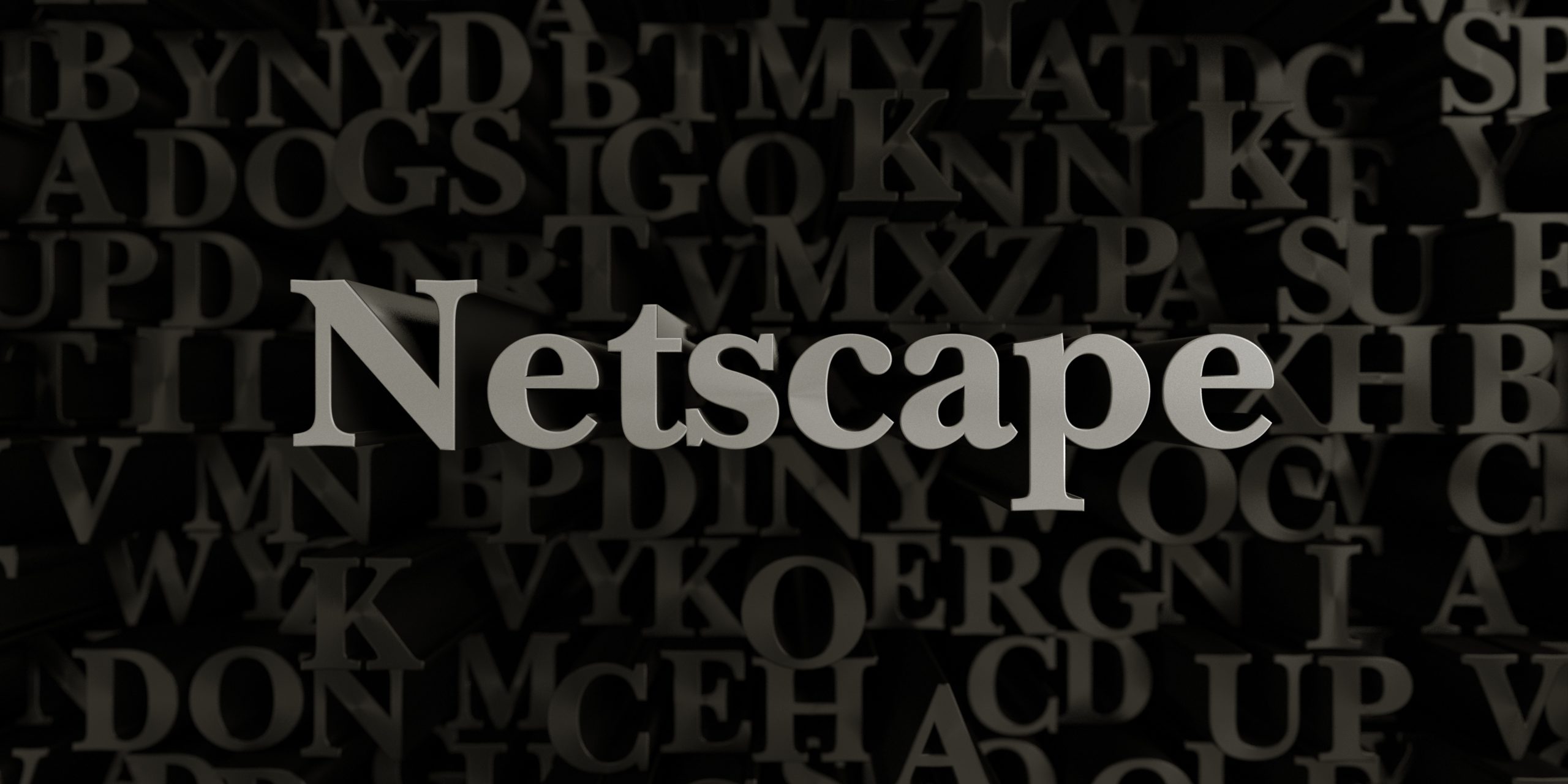 Netscape - Stock image of 3D rendered metallic typeset headline illustration.  Can be used for an online banner ad or a print postcard.