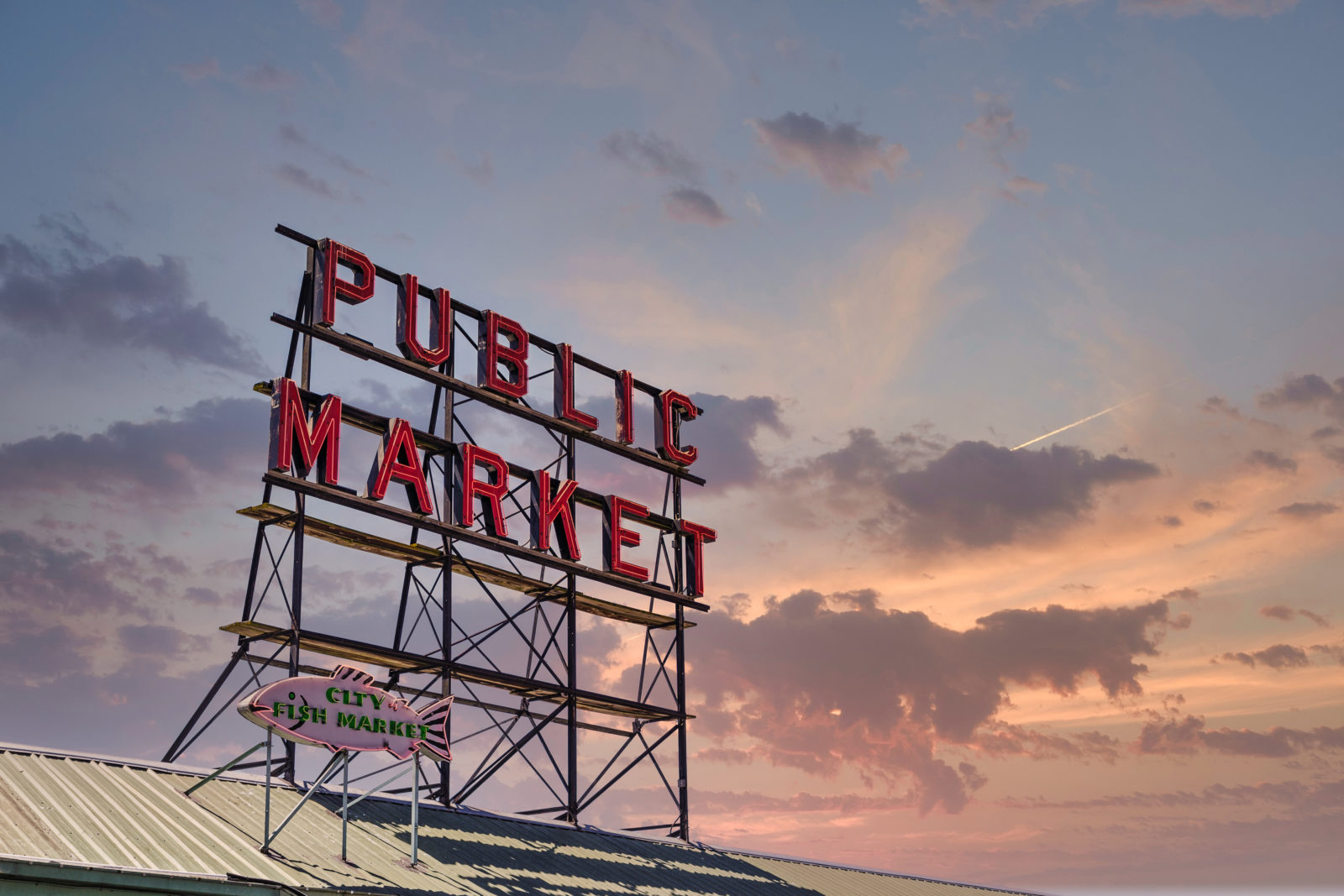 Neon Sign for Public Market in Seattle