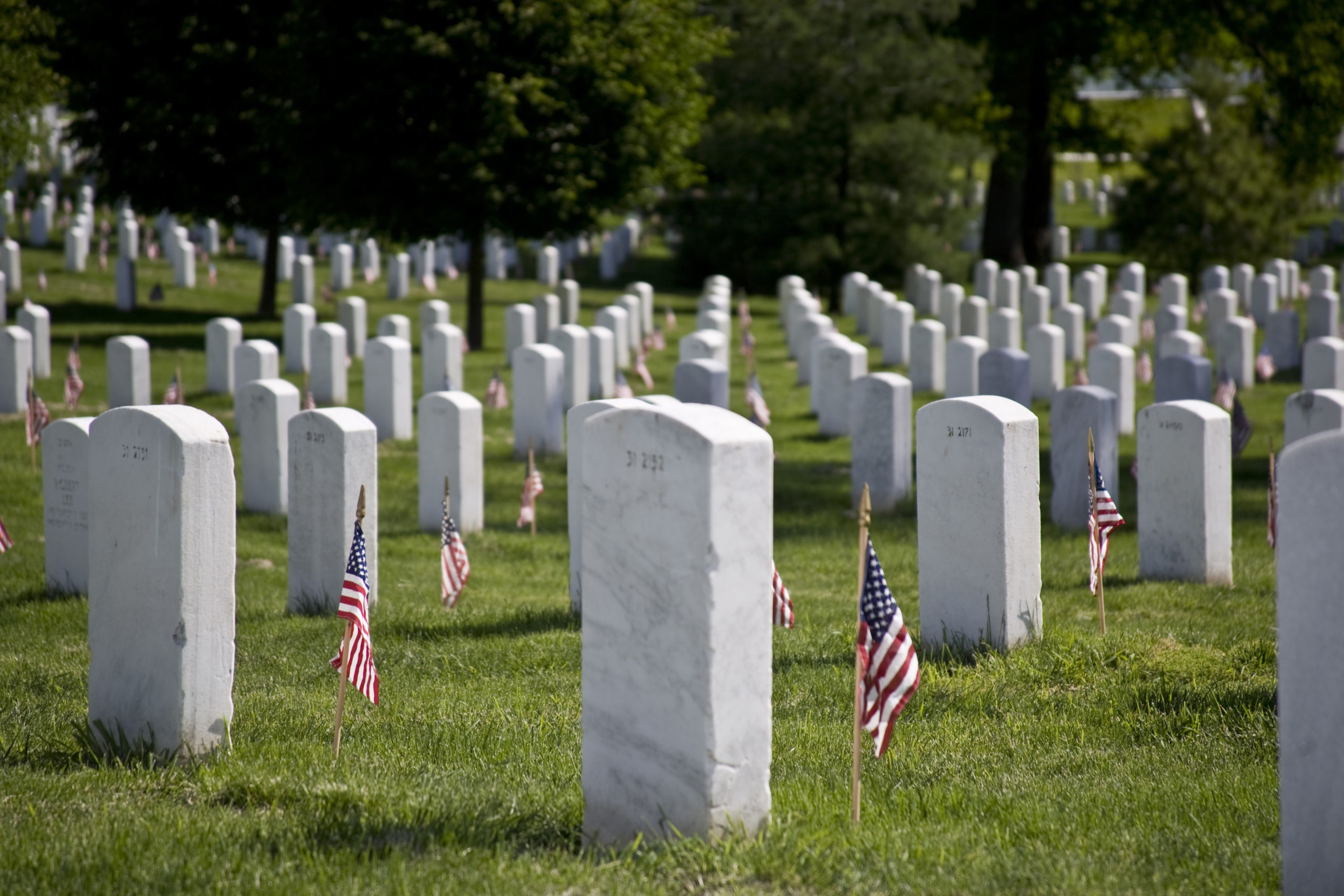 USA, VA, Arlington. Gravestones at Arlington National Cemetary.