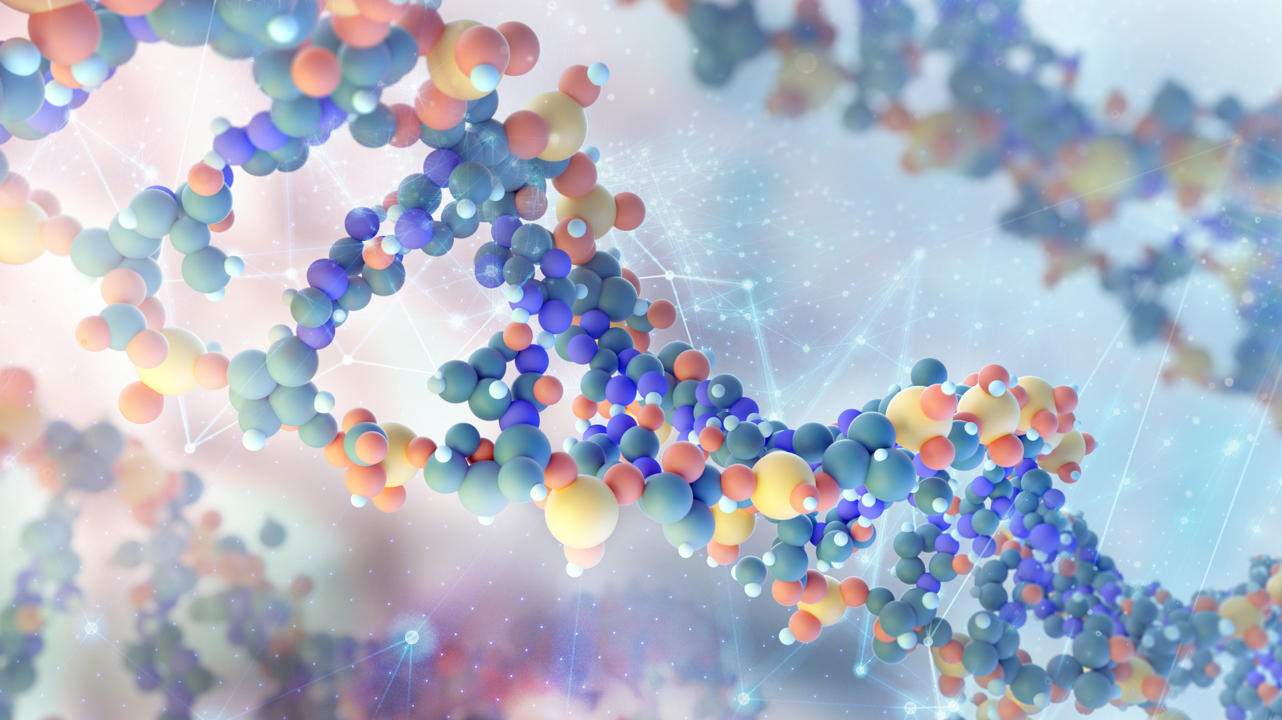 Conceptual illustration with physical model of DNA molecule