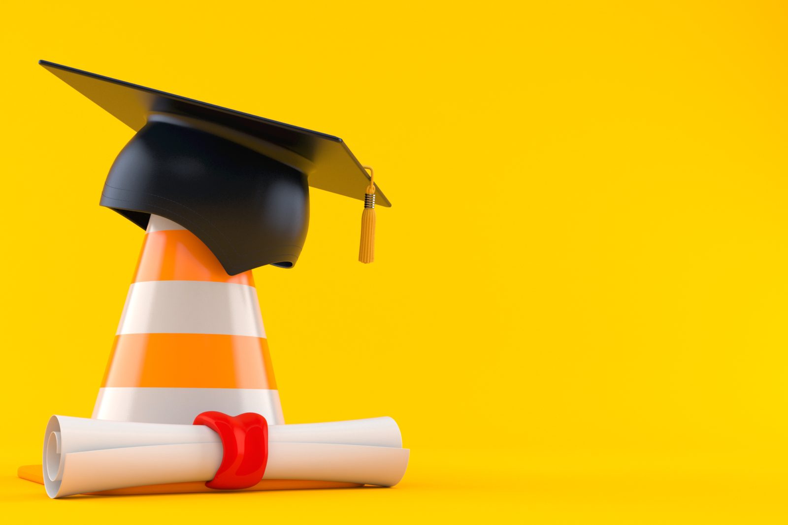 Mortarboard with traffic cone