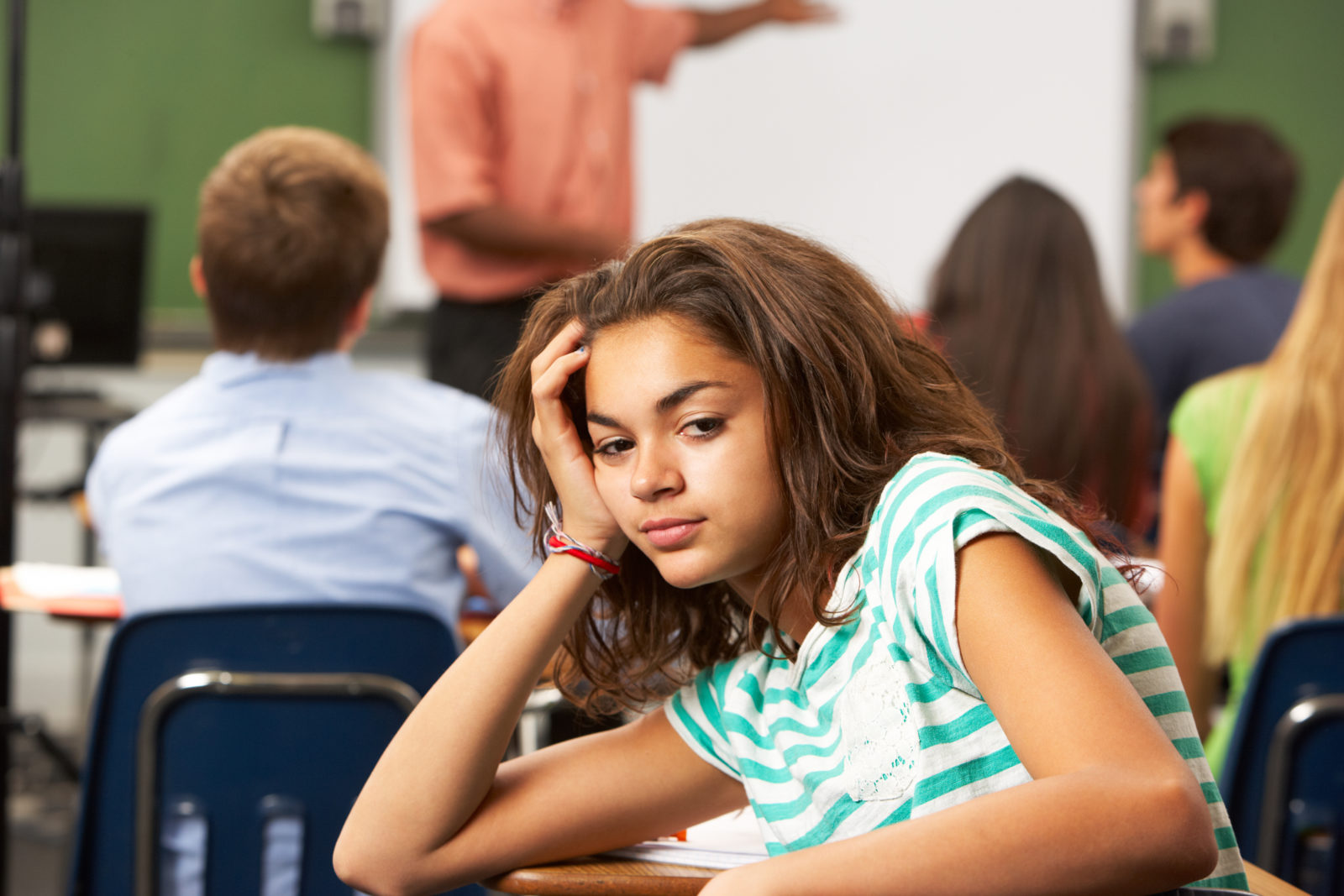 Bored Female Teenage Pupil In Classroom