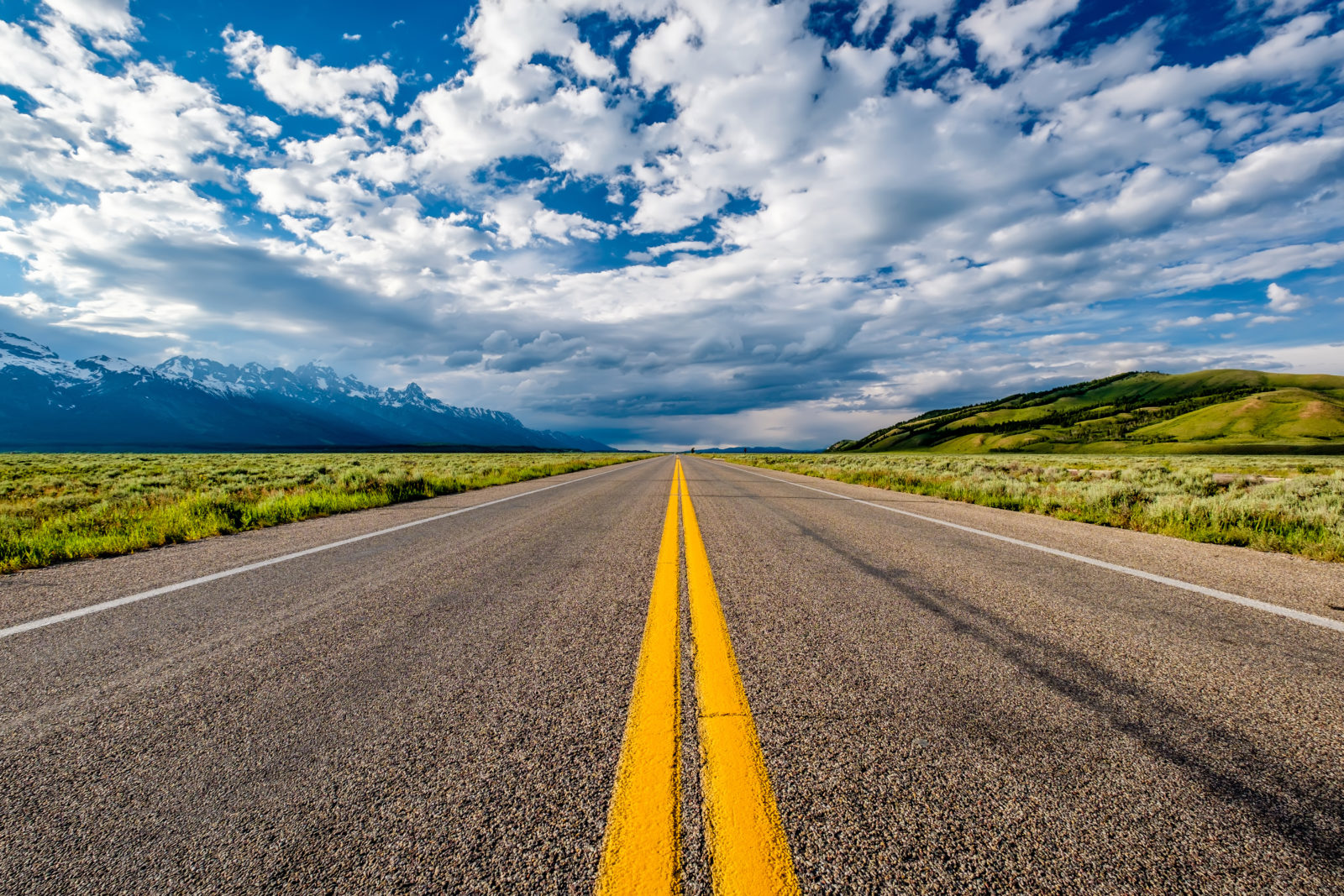 Empty open highway in Wyoming