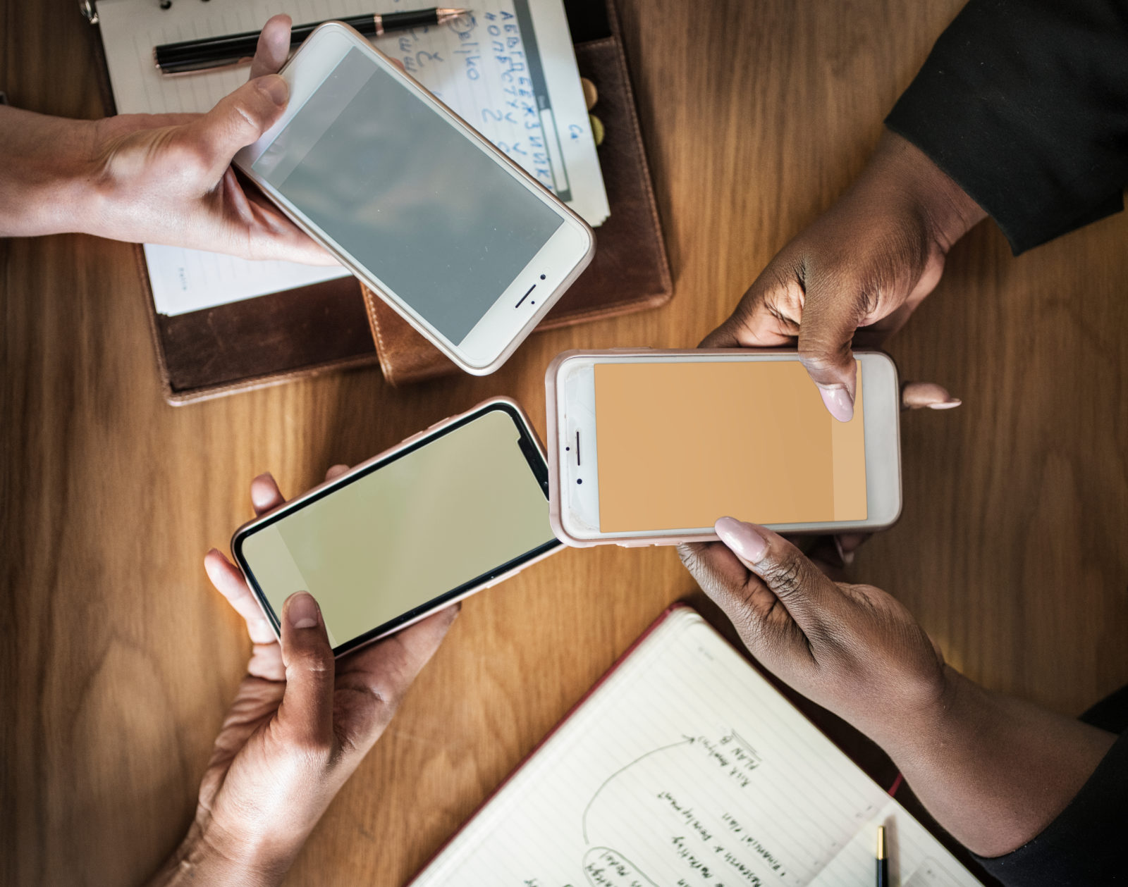 Multiple smartphone screens