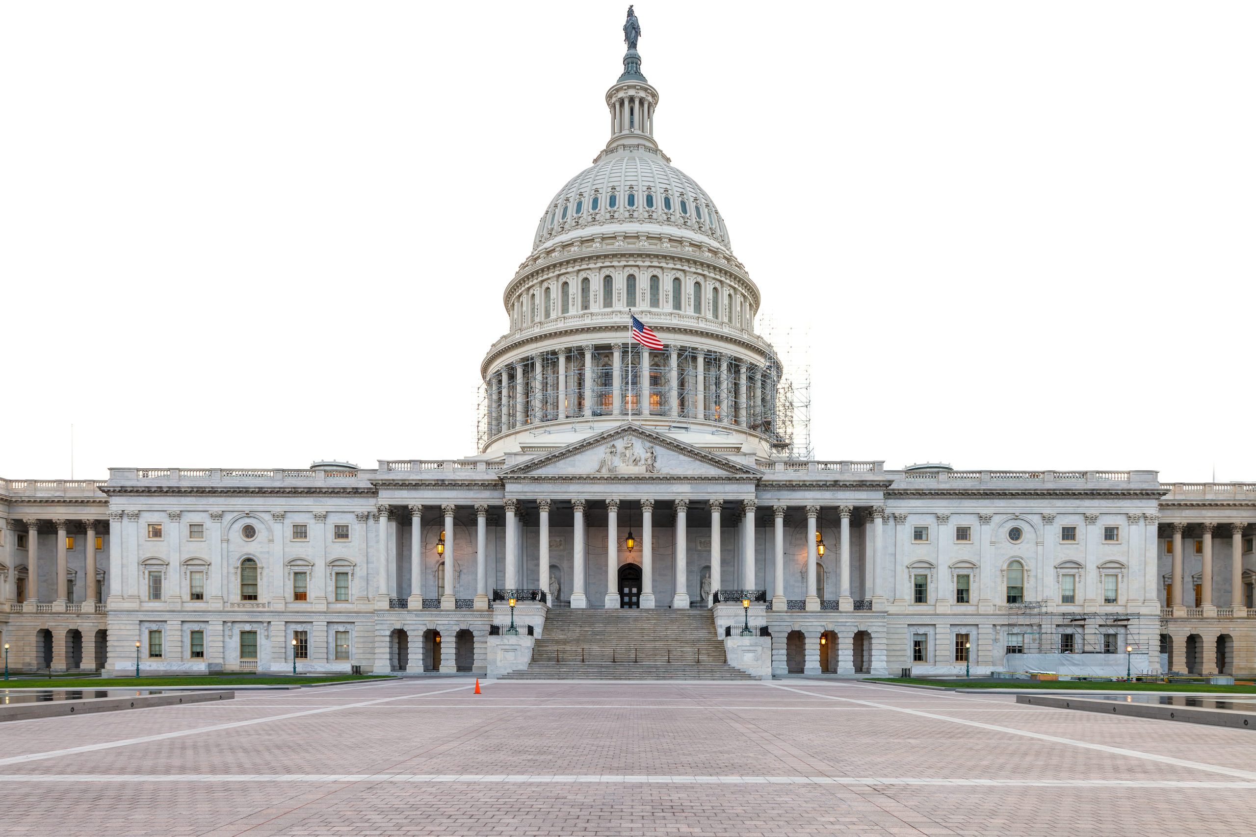 US capitol building with out sky.  Transparency PNG.