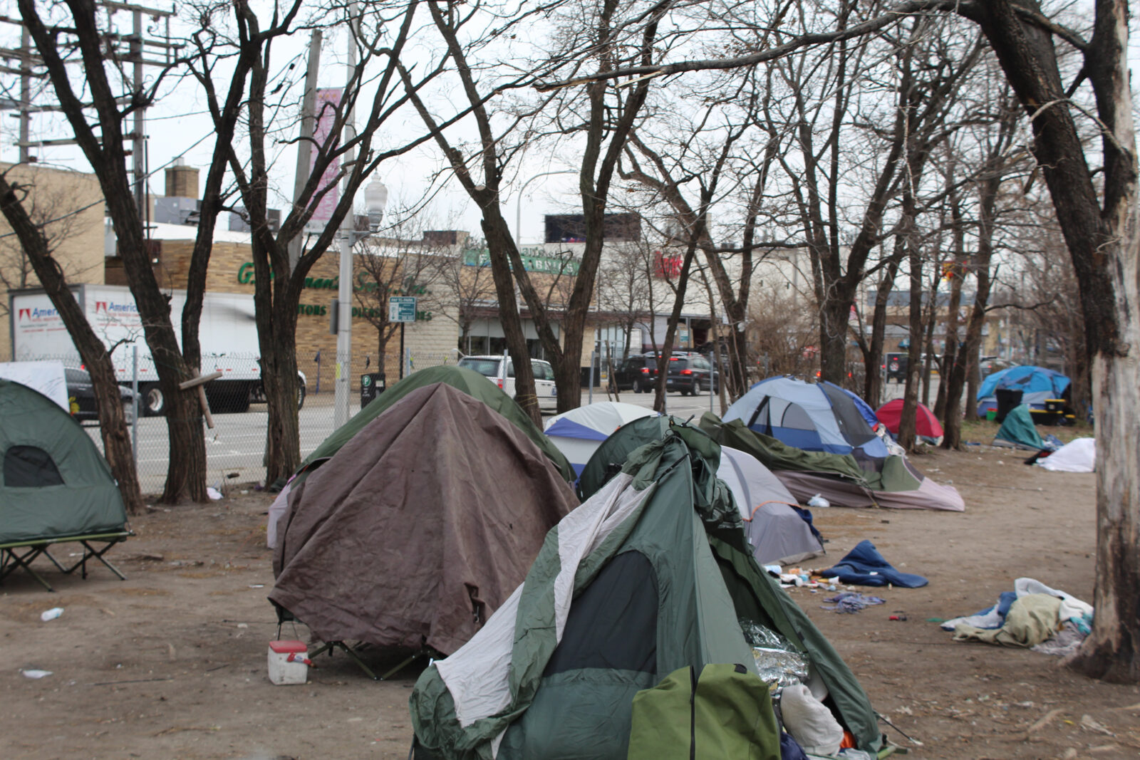 Homeless person tent city on Chicago's Near West Side