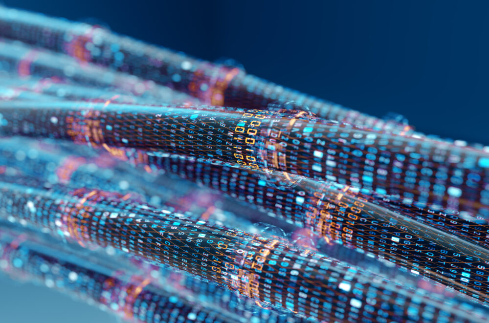 Concept image of cables and connections for data transfer in the digital world.3d rendering.