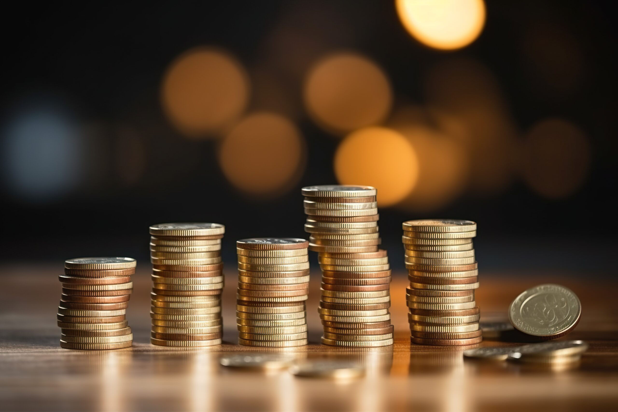 Tax Concept: Stacks of Coins Symbolize