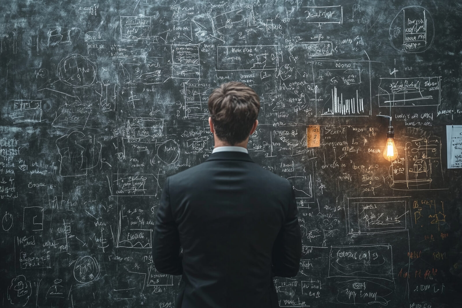 Complexity concept, complex problem solution, confused business man looking for solution, understanding and clarity about complex problem, brainstorm