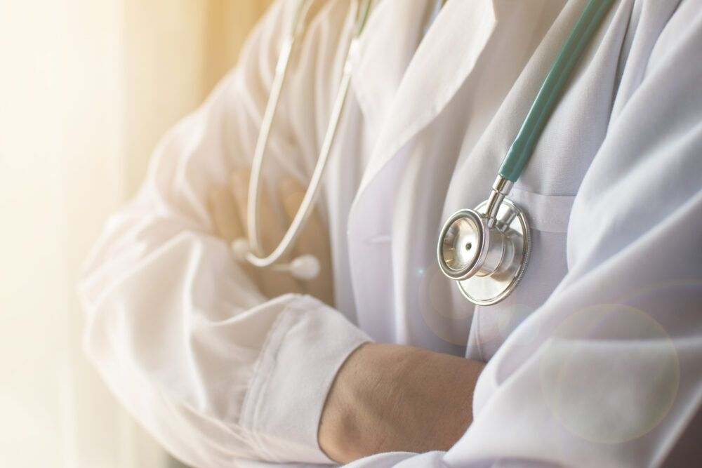 Medical doctor or physician staff in white gown uniform with stethoscope in hospital or clinic service, healthcare concept.