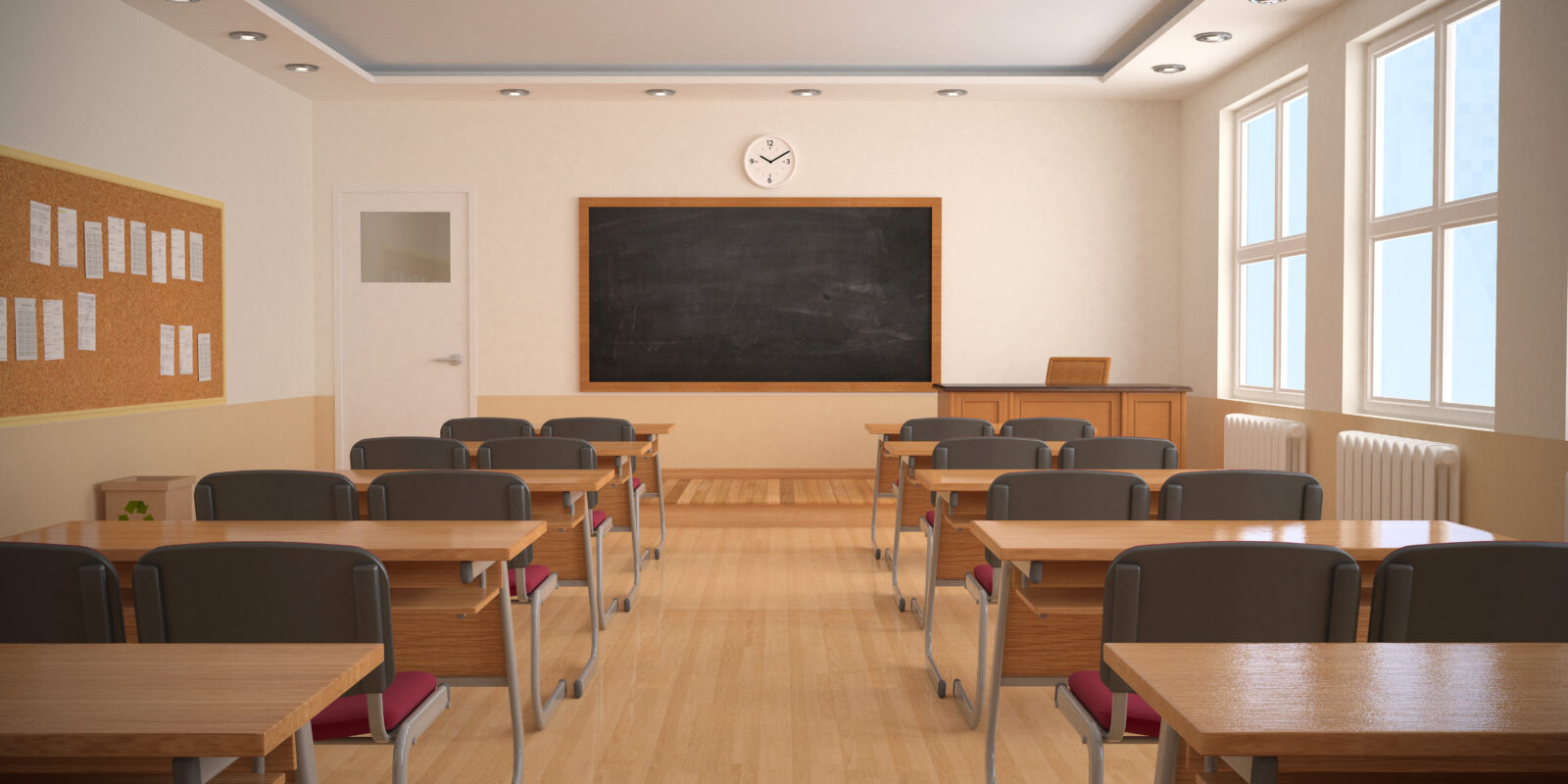 The interior of classroom (3D rendering)