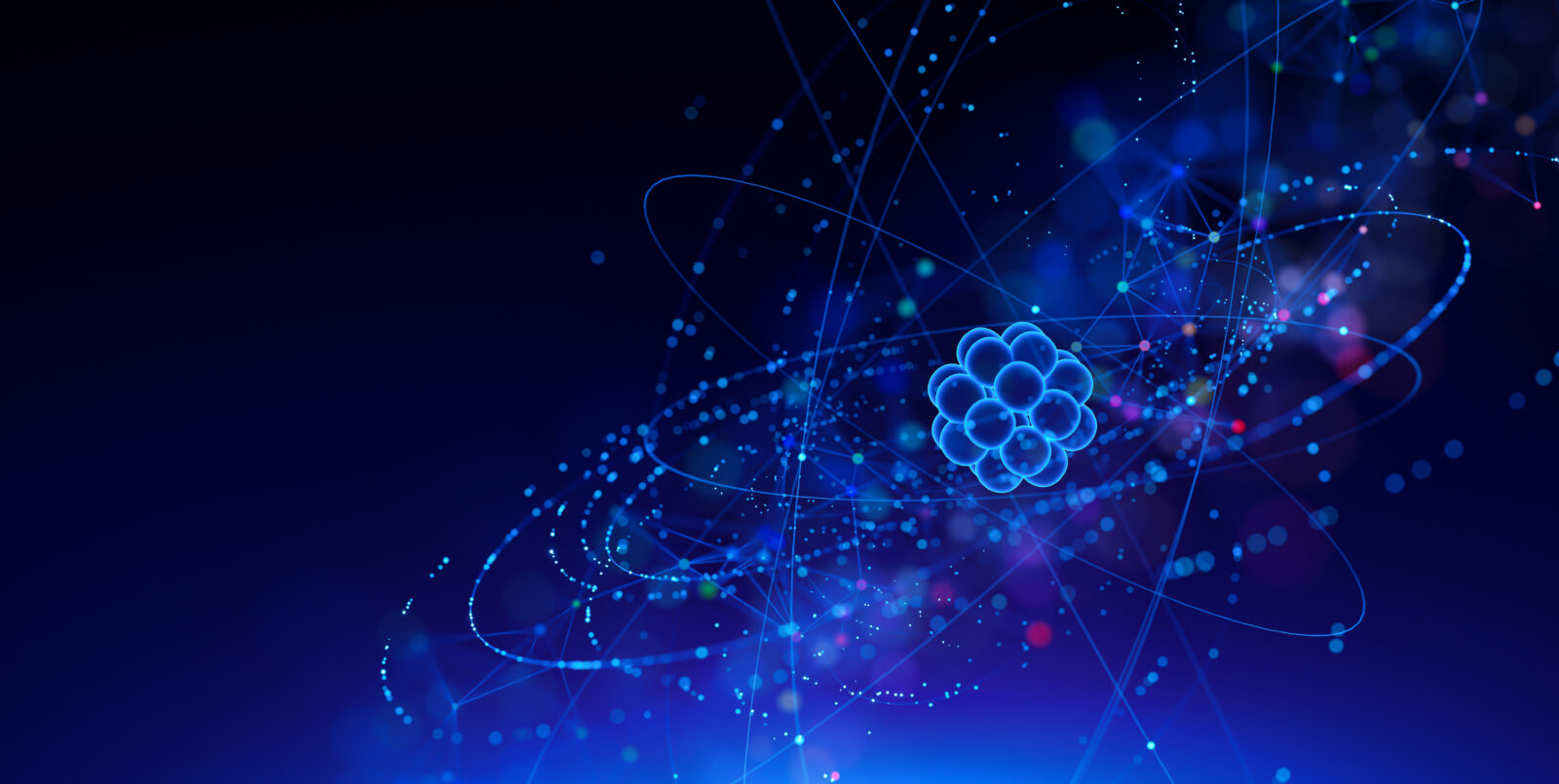 Molecular Structure with Atoms and Electrons. Science and Technology Concept