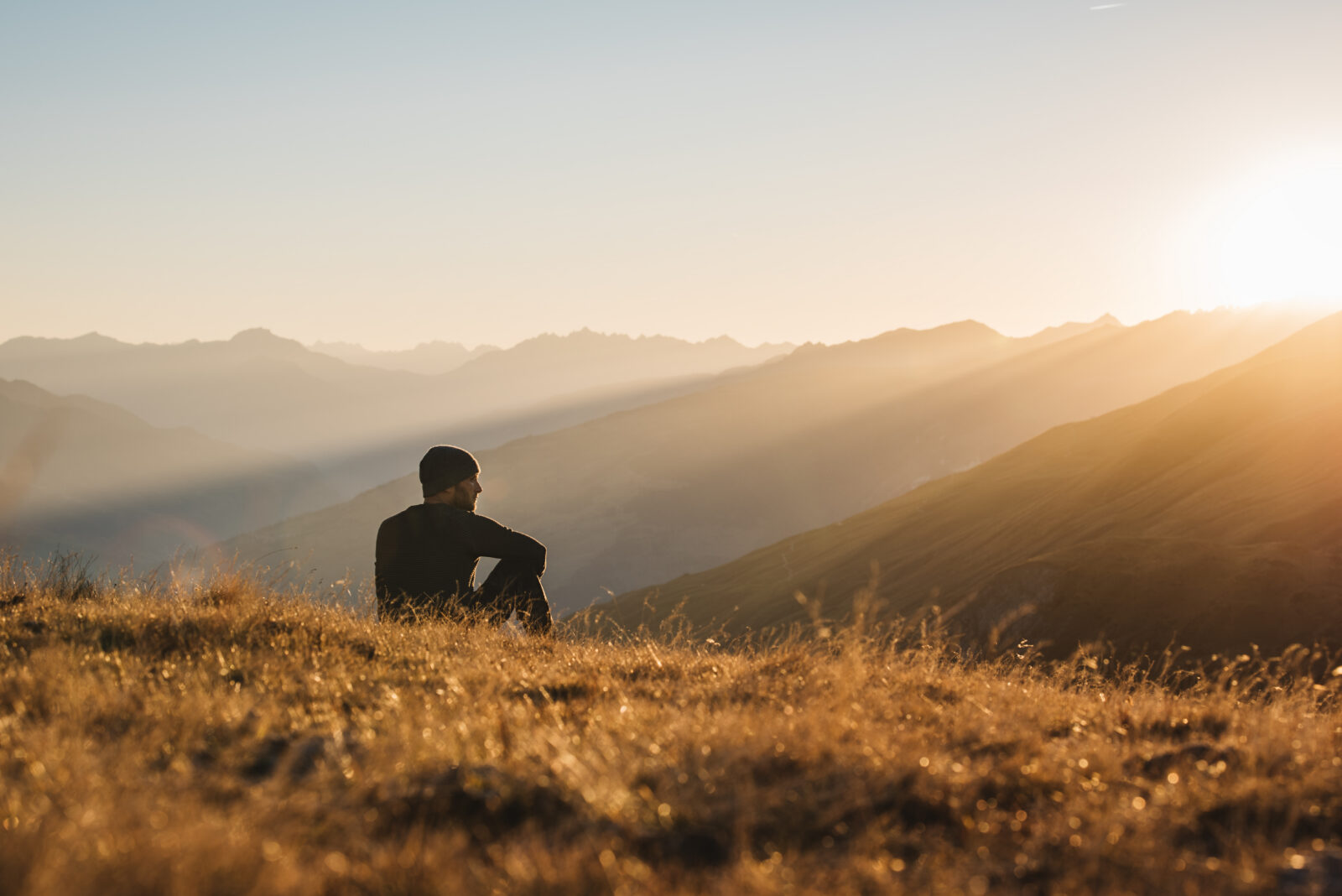 Relaxing at Sunset at Top of Mountain