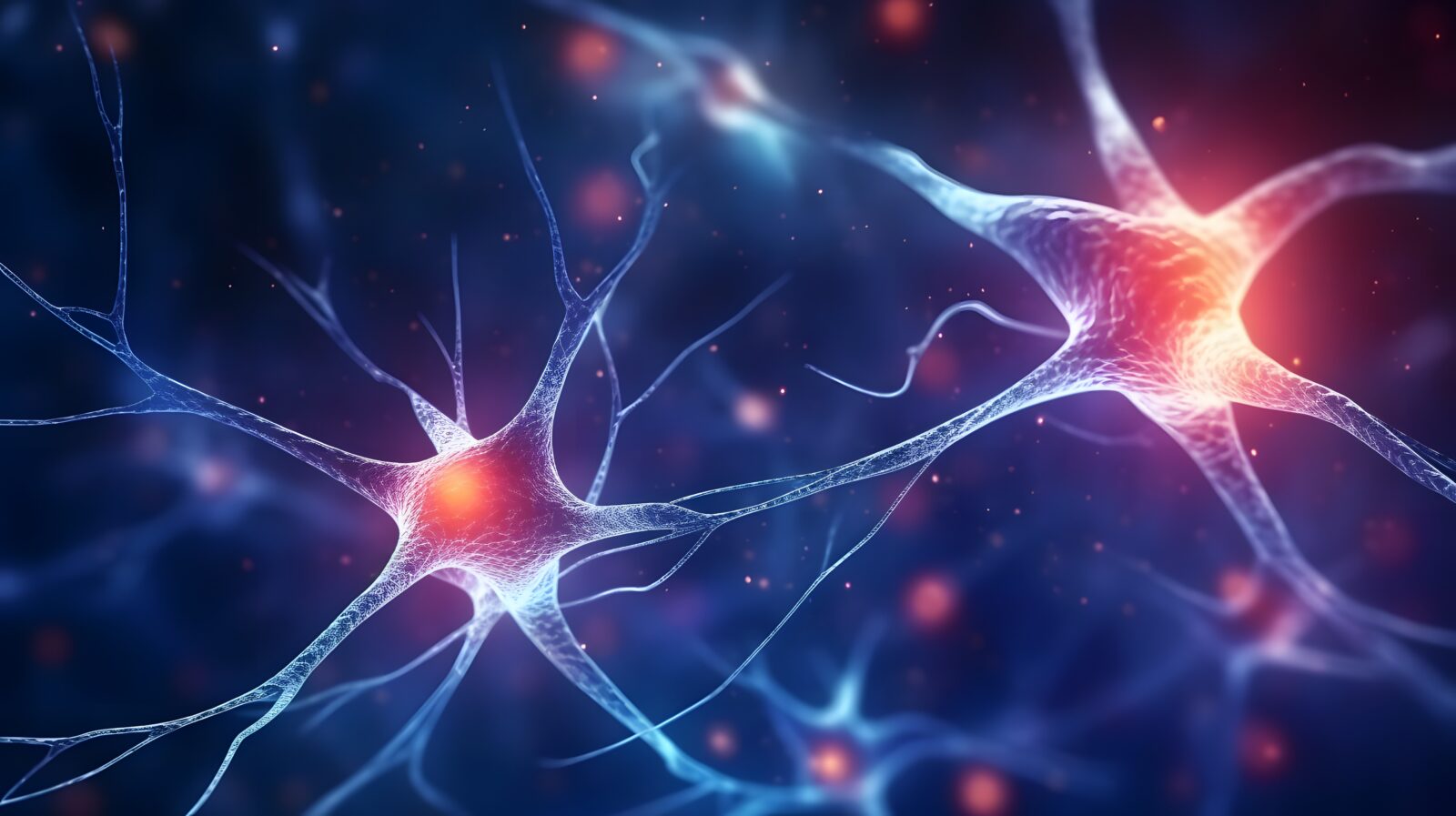 neuron cells with glowing link knots