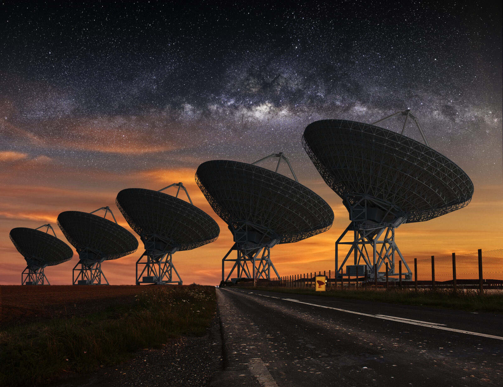Radio Telescope view at night
