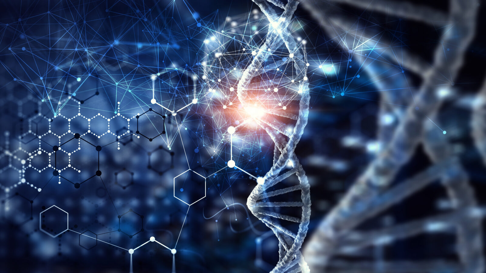 Biotechnology digital background . Mixed media