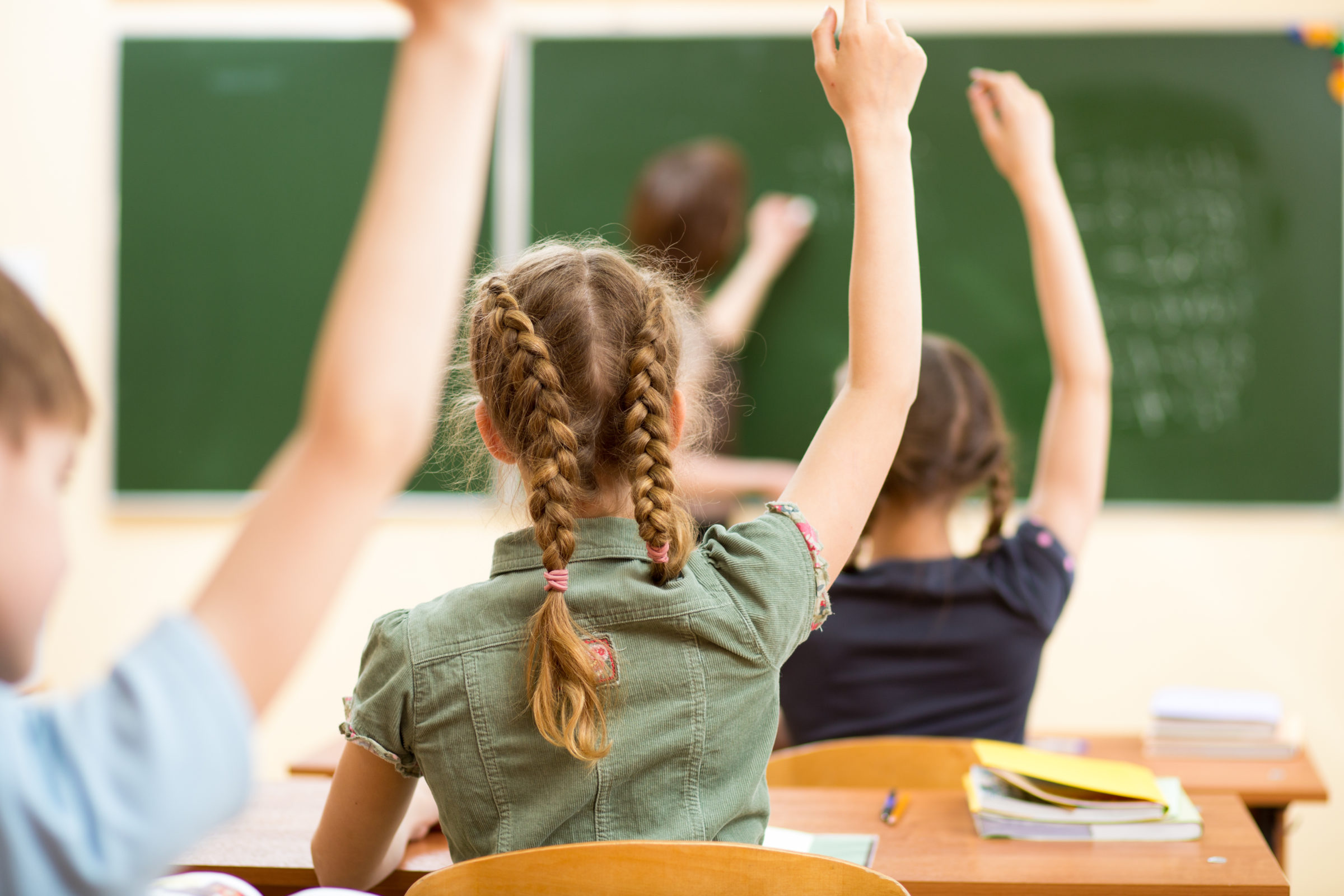 School children in classroom at lesson