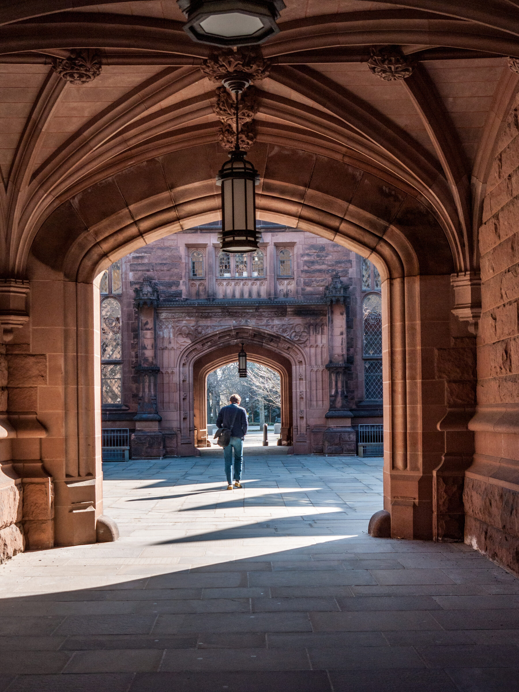 Man walking on campus or university