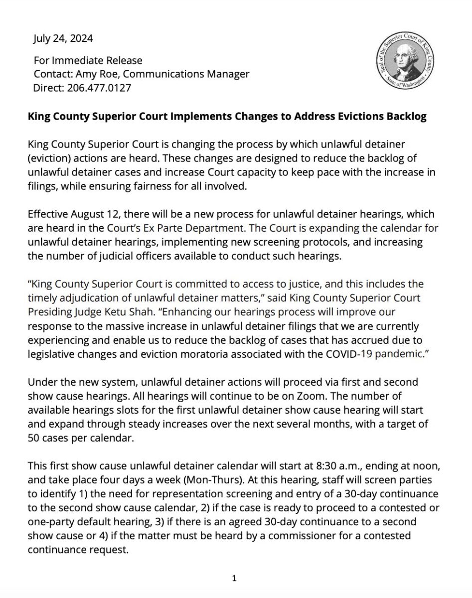 King County Superior Court Making Changes to Address Backlog of