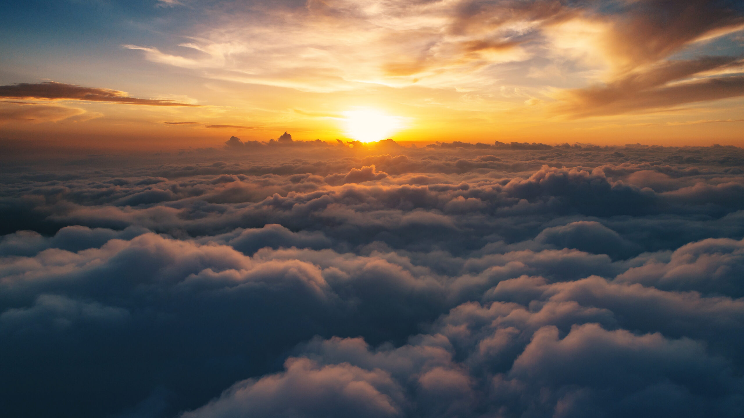 Cloud scape above carpathian mountains shot at sunset