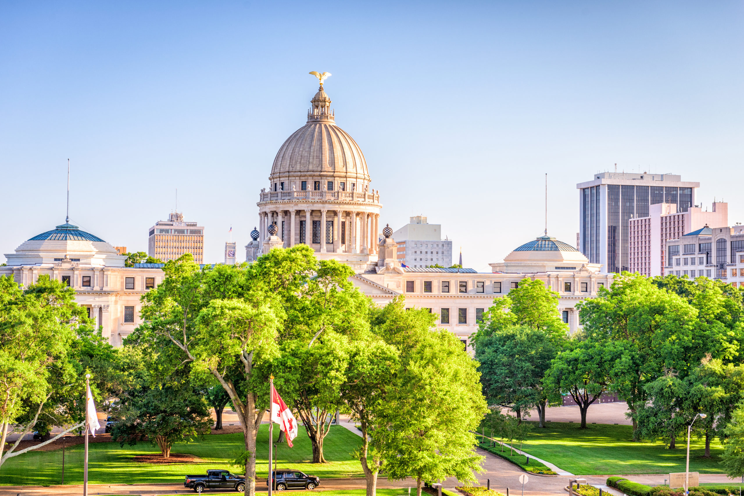 Jackson, Mississippi, USA downtown cityscape at the capitol.