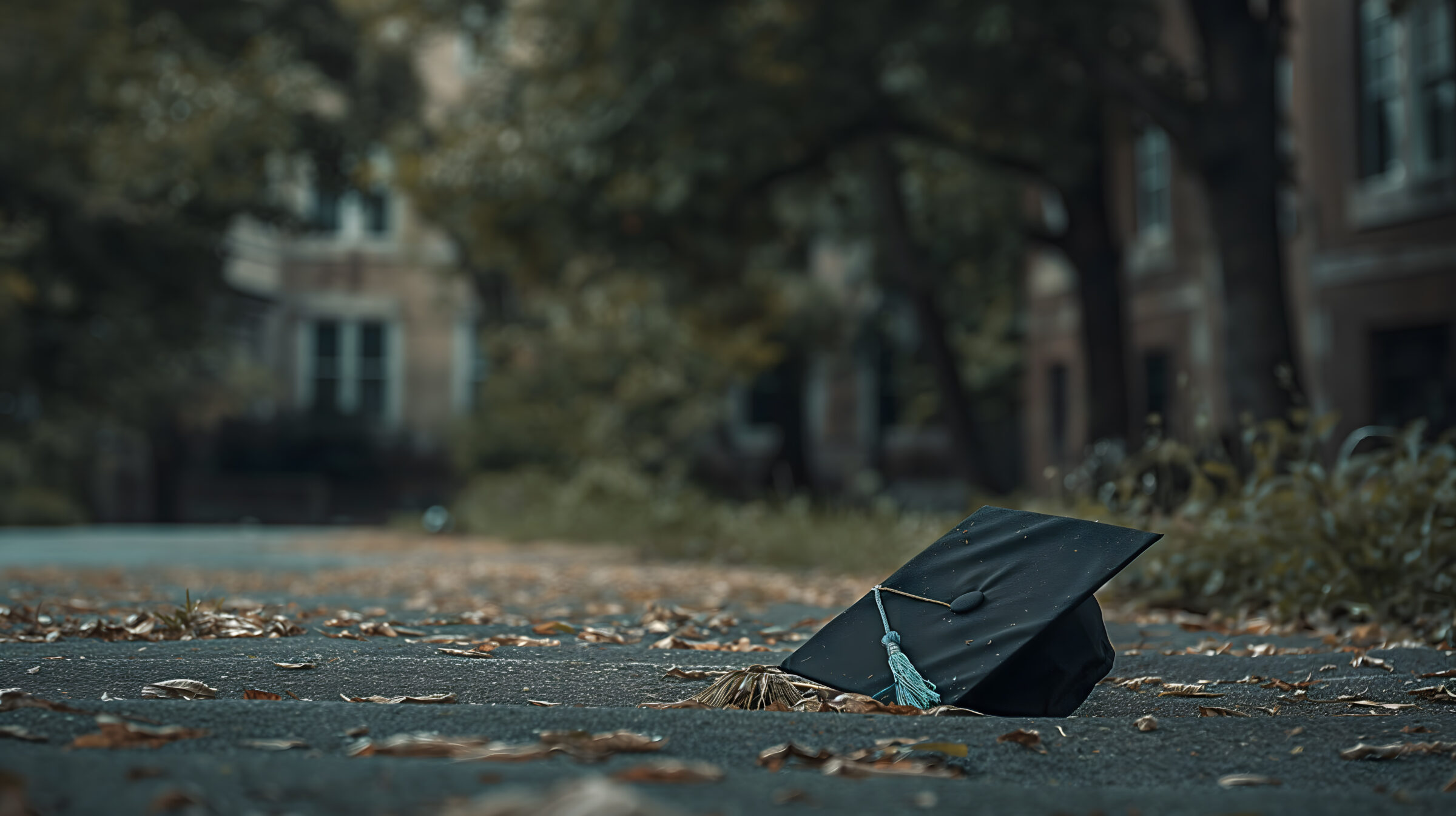 Solitary Graduation Cap on a Pathway