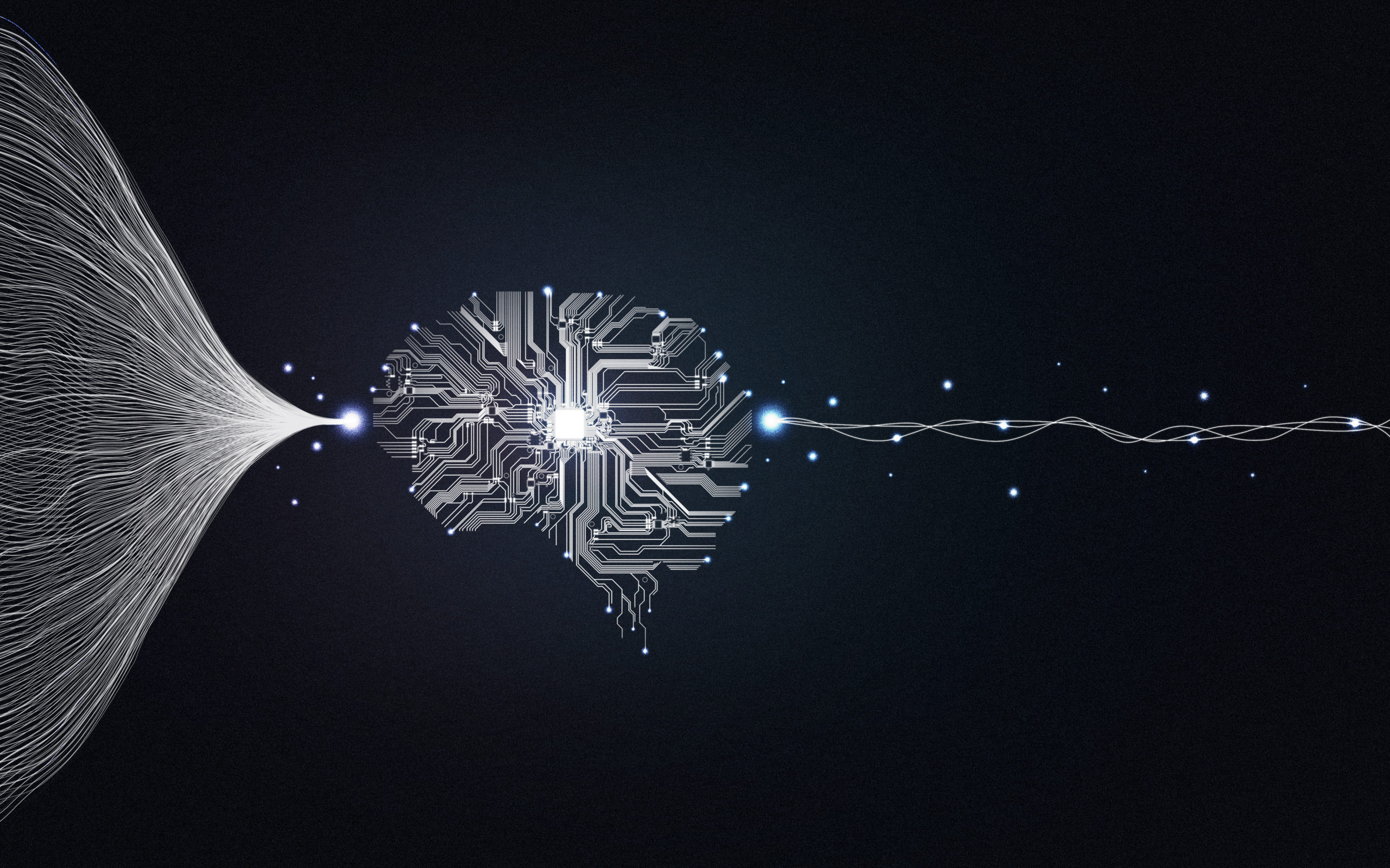 Big data and artificial intelligence concept. Machine learning and circuit board. Deep learning